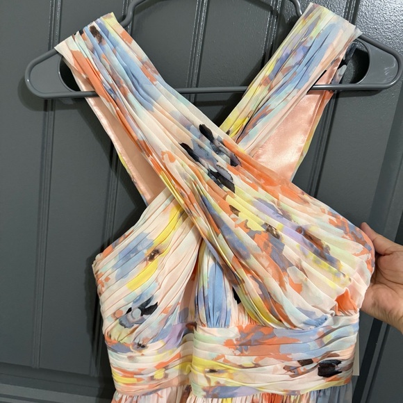 NWT Calvin Klein Elegant Pink Floral Halter Maxi Dress - Picture 4 of 16